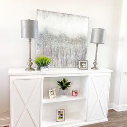 Custom TV Stand Cabinet Entertainment Center TV Lift Modern Rustic Farm House Barn Doors Console Handmade Restorations hardware Insp. Bookshelves 
