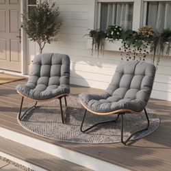 New - Outdoor Wicker Patio Chair Set of 2, 500lb Weight Capacity, All Weather PE Rattan, Dark Grey