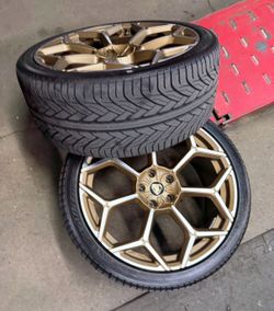 NEW SET of 4 - 1PC CUSTOM 23”LAMBORGHINI URUS PERFORMANTE BRONZE WHEELS RIM & TIRE REAR 23x11.5 FRONT 23x10 ALL NEW TIRES SIZES 2 Tires Lexani LX-Th