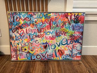 Canvas wall art - LOVE. with silver float frame