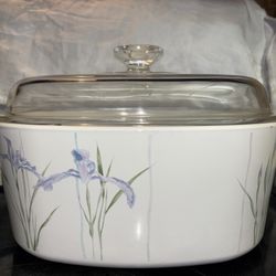 Vintage CorningWare A-5-B 5 Liter Casserole Dish w/ Glass Lid – Iris Floral Pattern