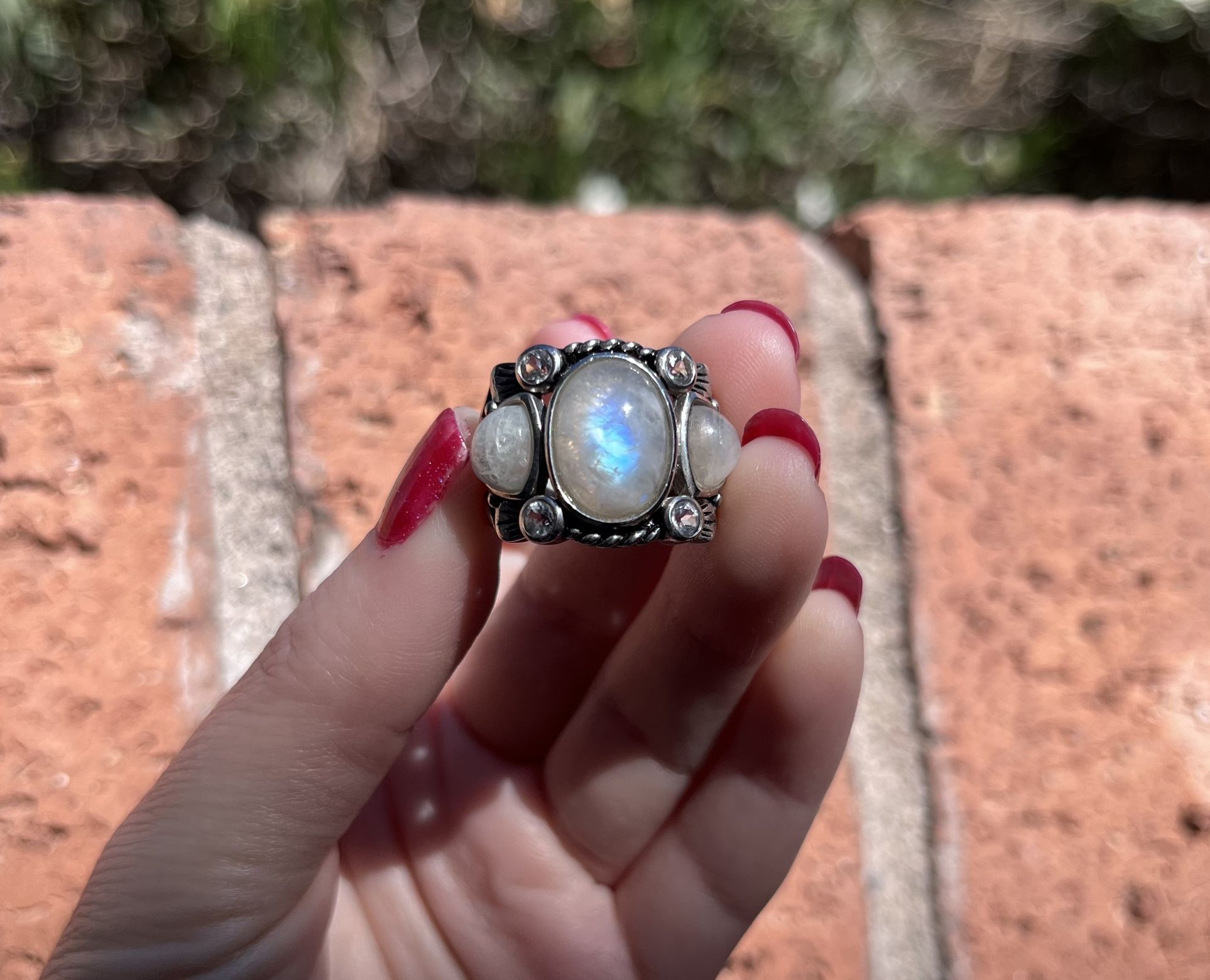 Rainbow Moonstone Ring