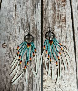 Authentic Kewa Santo Domingo Joe & LeJeune Chavez Sterling Silver Beaded Earrings