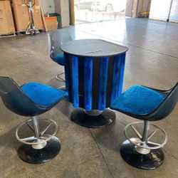 Rare 1970s Space Age Dry Bar with Three Stools by Chrome Craft