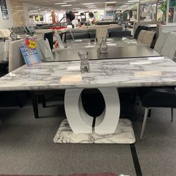🎉TAX FURNITURE SEASON SALE NOW ‼️ STUNNIN MARBLED DINING TABLE SET 4 FREE CHAIRS🎁50%OFF RETAIL🤯