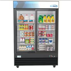 Koolmore 53 in. 45 cu. ft. Commercial Refrigerator Merchandiser 2 Glass Door in Black Stainless Steel