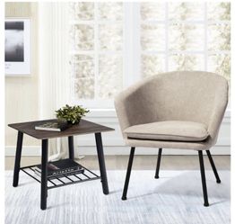 FurnitureR End Table with Storage in Brown