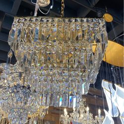 Crystal Chandelier Modern Flash Mount Ceiling Lighting Fixture 5 Lights