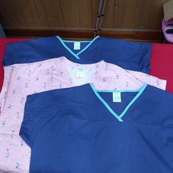3 New Large Scrub Tops 