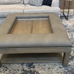 Leather/wood Ottoman 