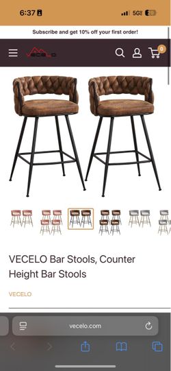 VECELO Counter Height Bar Stools Set of 2
