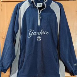 Vintage Lee Sports New York Yankees 1/4 Zip Fleece Sweatshirt L-XL Embroidered 