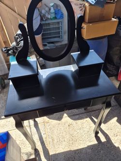 Black Vanity Dressing Table with Mirror