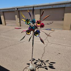 5 ft Tall Festive Flower Wind Spinner  Decorative Lawn Ornament Wind Mill 