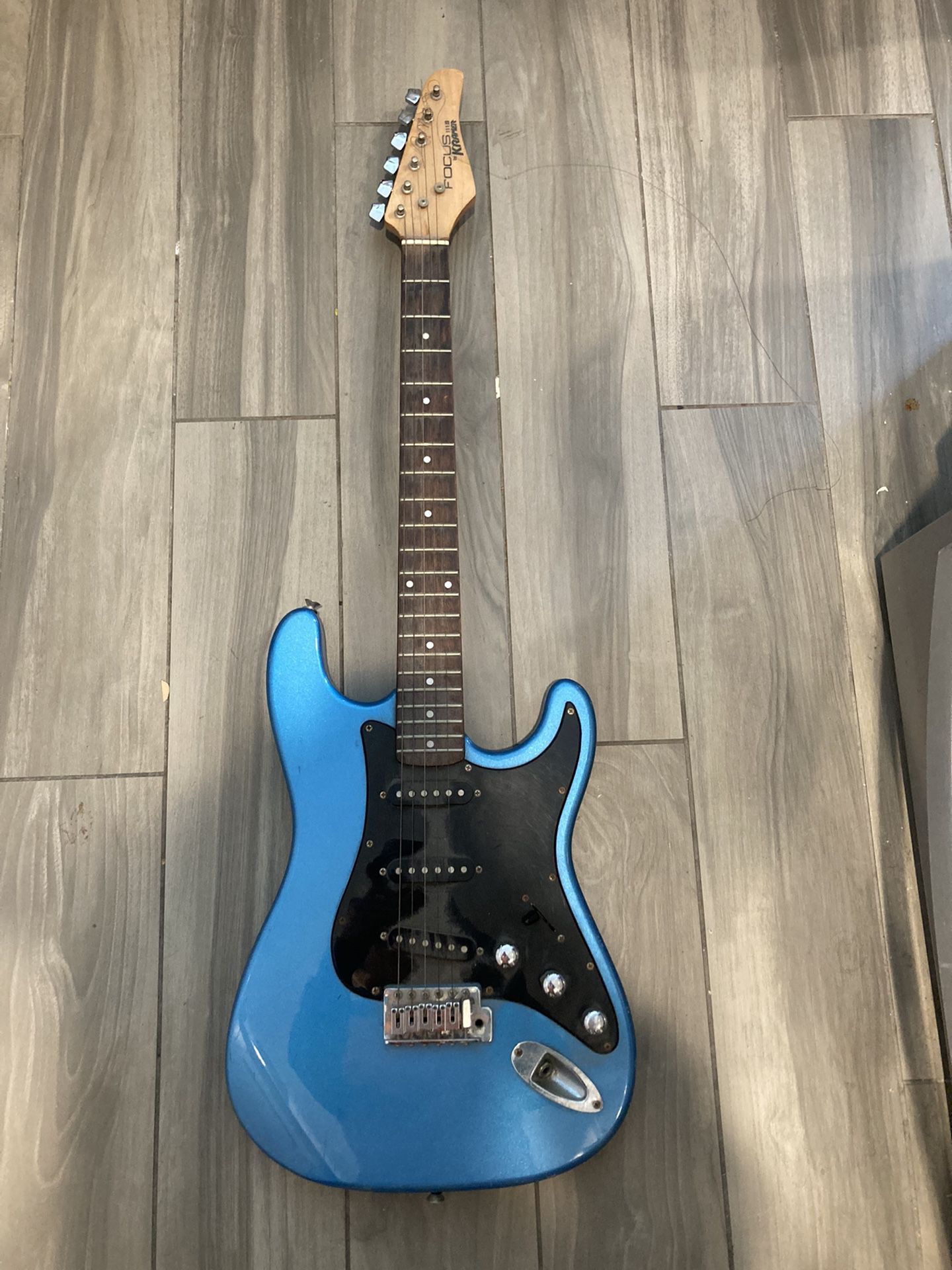 Kramer Focus 111S Strat Style Electric Guitar (1980s, Electric Blue)