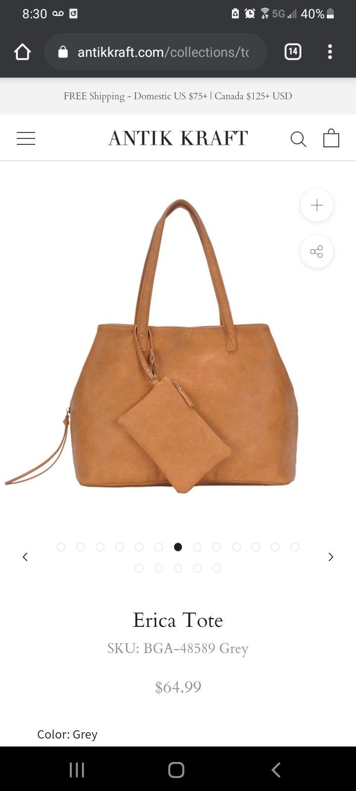 Vegan Leather Purse, In Tan 