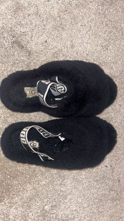 UGG Black Fluffy Slide Slippers