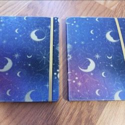 Set of 2 Fuzzy Night Sky 6" x 8" Moon Journals