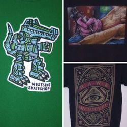 3 Skateboarding Shirts Teenager Mens Sz M Westside Skate Shop Tony Hawk DGK 