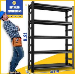 🥨78″ H Garage Shelving,3000LBS Heavy Duty Garage Storage Shelves,Adjustable 5 Tier Metal Shelving Unit,for Garage Warehouse Basement Industrial Utili