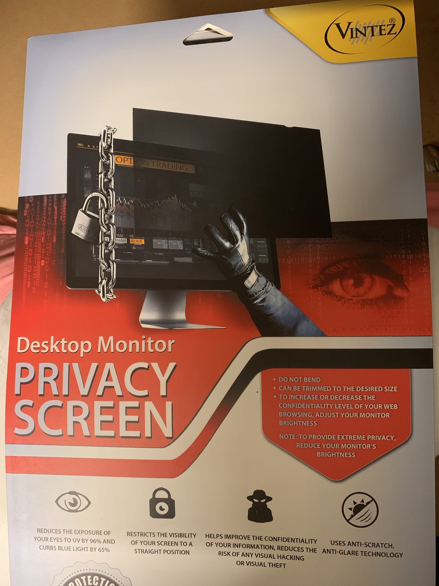 24 Inch 16:9 Aspect Ratio Computer Privacy Screen Filter for Widescreen Computer Monitor - Anti-Glare - Anti-Scratch Protector Film for Data confident