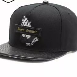 "Born Sinner" Flat Brim Snapback Hat 