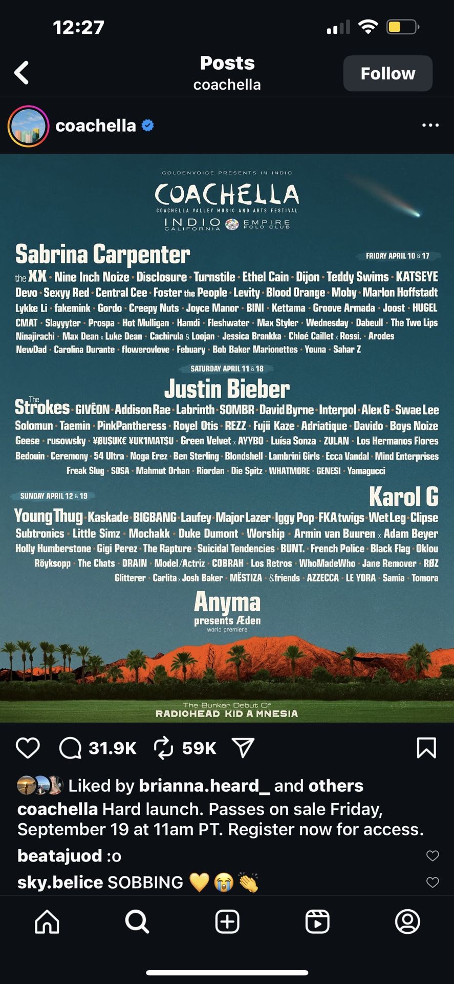 COACHELLA WEEKEND 1 VIP TICKET