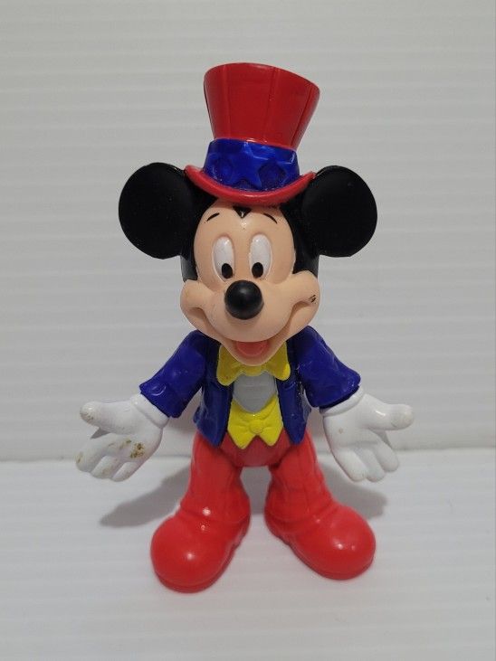 Vintage MICKEY MOUSE 4" Movable Plastic Figurine Doll WALT DISNEY CHINA HK 48.