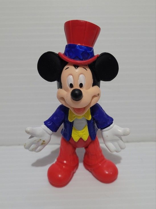 Vintage MICKEY MOUSE 4" Movable Plastic Figurine Doll WALT DISNEY CHINA HK 48.
