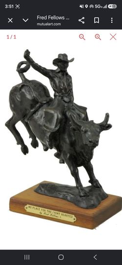 Fred Fellows Bronze Bull Rider Sculpture