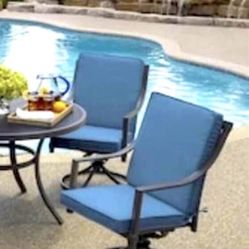 Allen Roth Canvas High Back Outdoor Cushion Blue Navy Decor Pillow Outdoor Chair Garden Swimming pool Hot Tub Accessories 