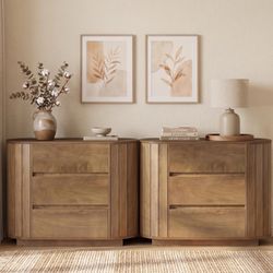 Wood Dresser with Curved Edges and Drawers