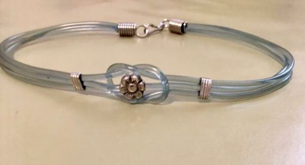 Light Blue Jelly Necklace with Flower Bead