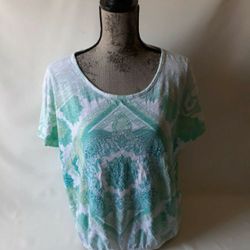 Style & Co. Women's blue/white short sleeve top size L