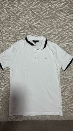 Michael Kors Men's White Polo Shirt Black Trim Size M