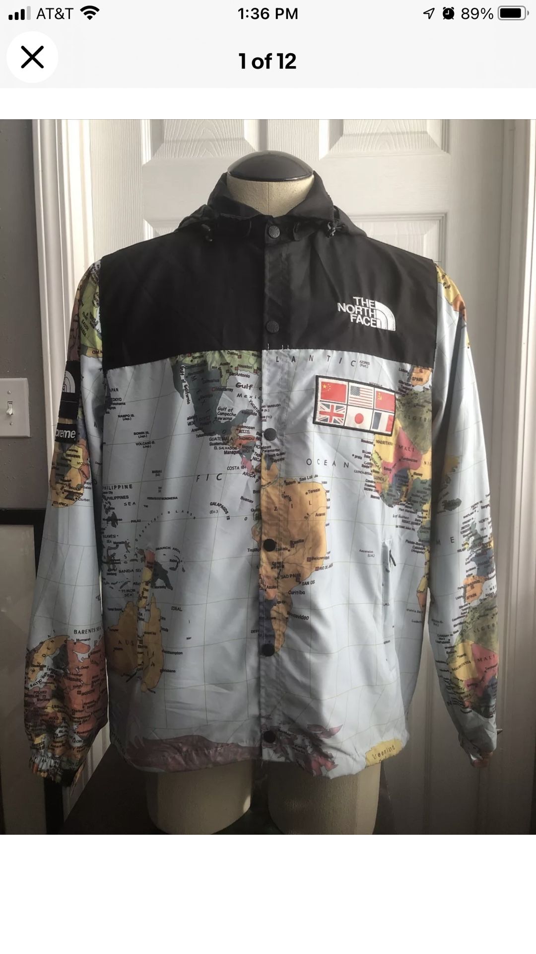 The north face Supreme Atlas World Map Coaches Jacket Size 2XL