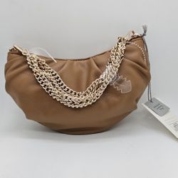 Chain Embellished Tan Bag