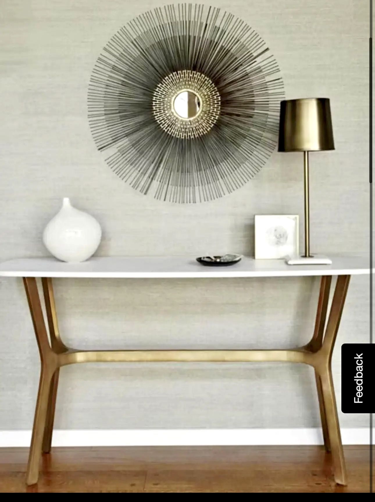 Crate & Barrel Elke Marble Console Table with Brass Base