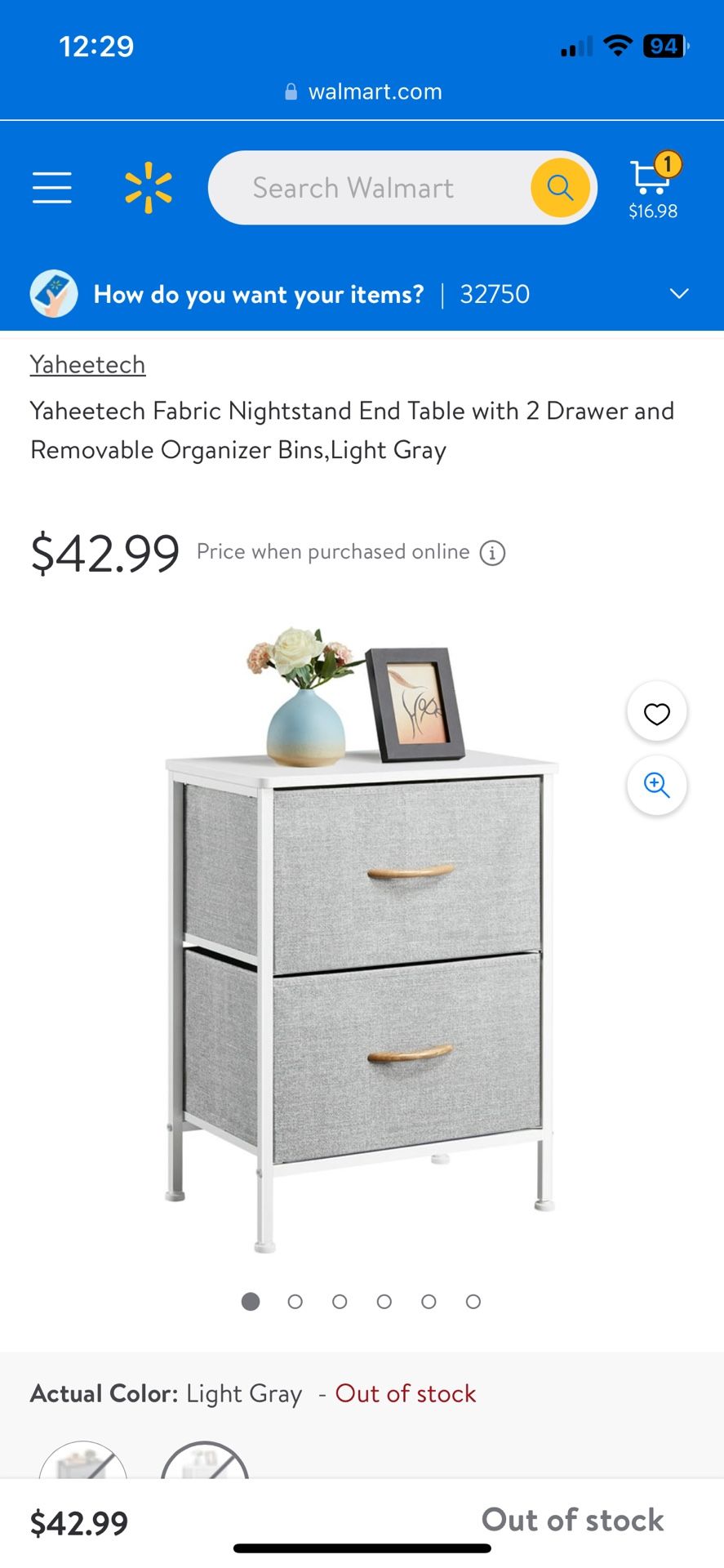 Nightstand End Table with 2 Drawer