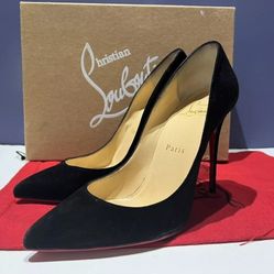 Christian Louboutin sz 7 pigalle black suede heels red bottoms designer