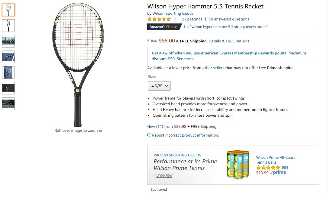 Wilson Hyper Hammer 5.3 Tennis Racket