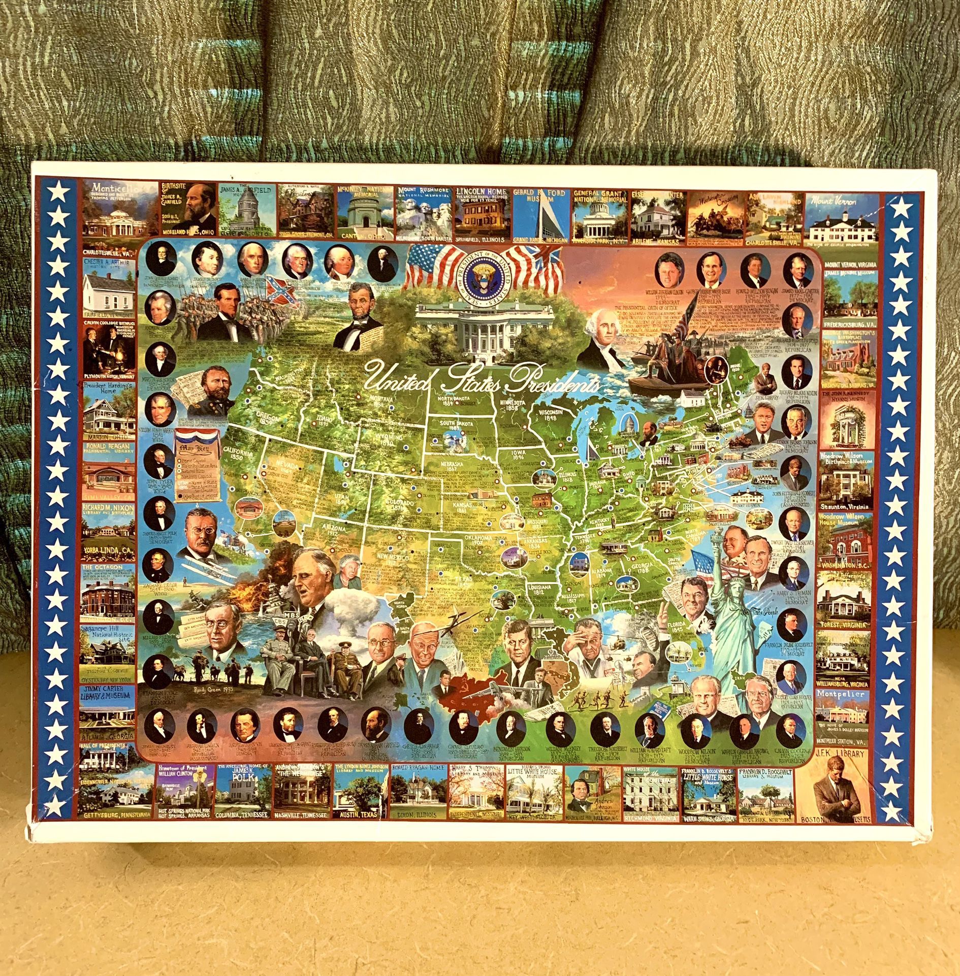 Historical Learning Puzzle “United States PRESIDENTS” 1000 PIECE JIGSAW PUZZLE/U.S. History Educational Tool (Made In 1999)