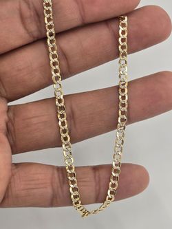 10k Real Gold Cuban Diamond Cut Anklet 3.5mm 10 inches