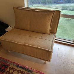 Small Sofa/lounge/bed, Gold Fabric.