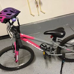Girls Bicycle 24 Frame Nishiki 7 Gear Pink Color With Helmet 