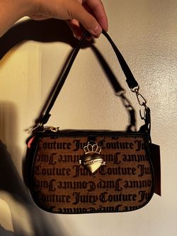 Juicy Couture Brown/Black Logo Embroidered Wrislet Bag & Zip