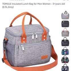 Insulated Lunch Bag for Men Women - 3+years old (8.5L, Grey)