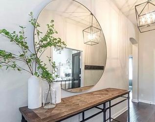 Large round mirror