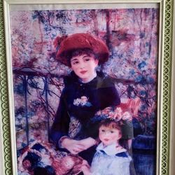 Beautiful Vintage Frame with Renoir “Lady with the Red Hat” Print - 25 3/4 long x 21 3/4 wide