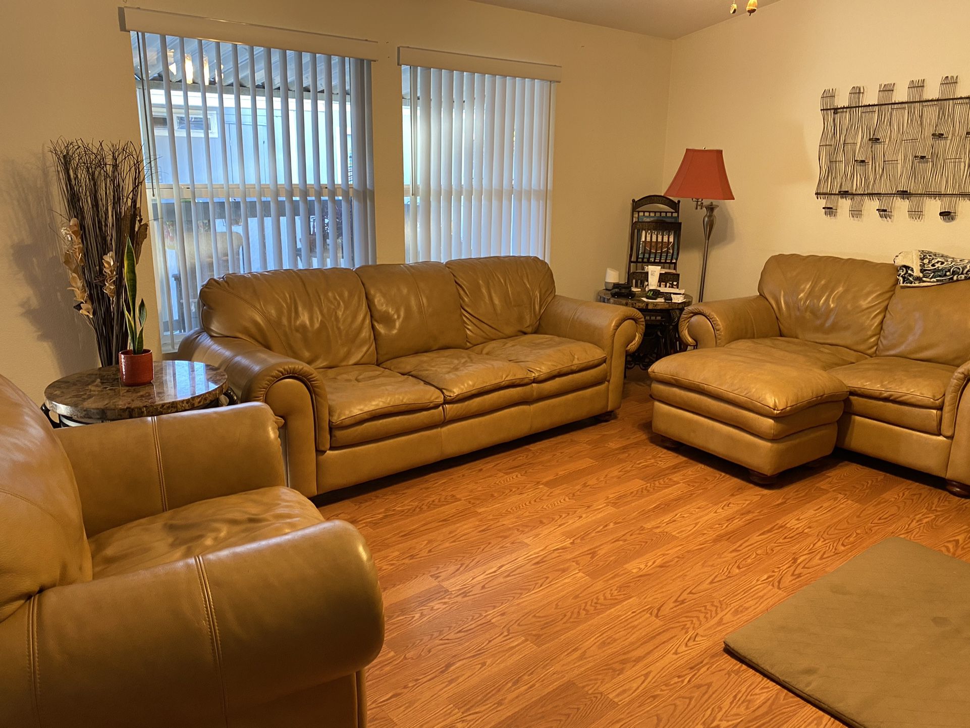 Tan leather Living Room Set
